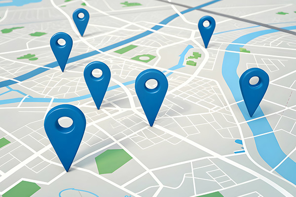 Map with location markers