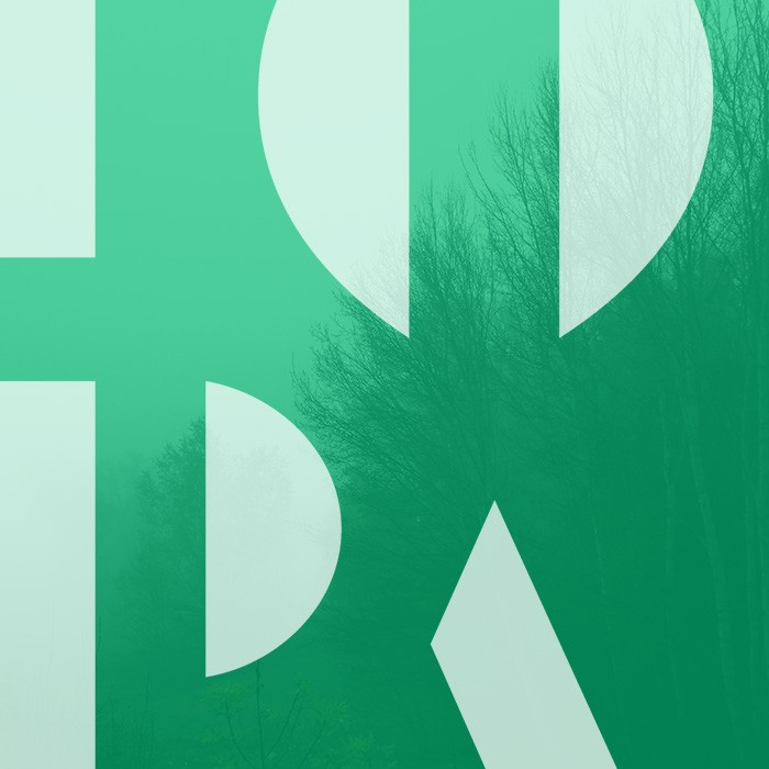 Green large logo with forest collage